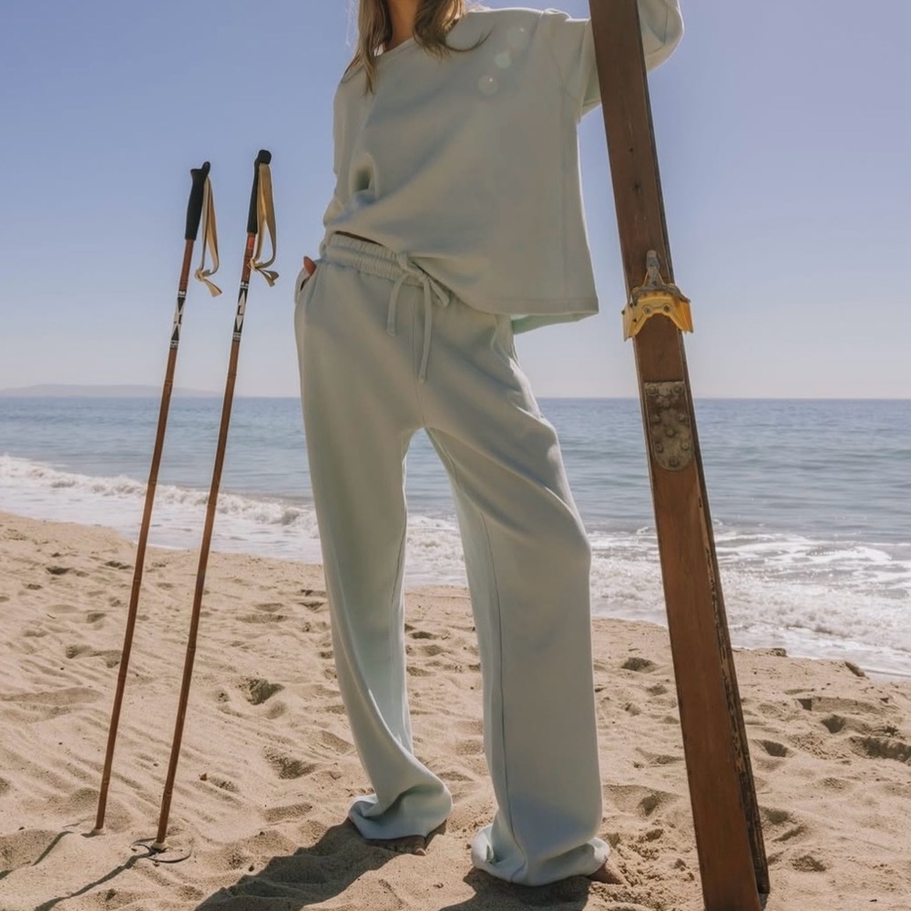 Daily Drills Thermal Oversized Tee & Resort Pant Set in Lake Day